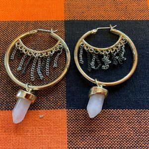 Steampunk New Age Crystal Chain Earrings Pierced